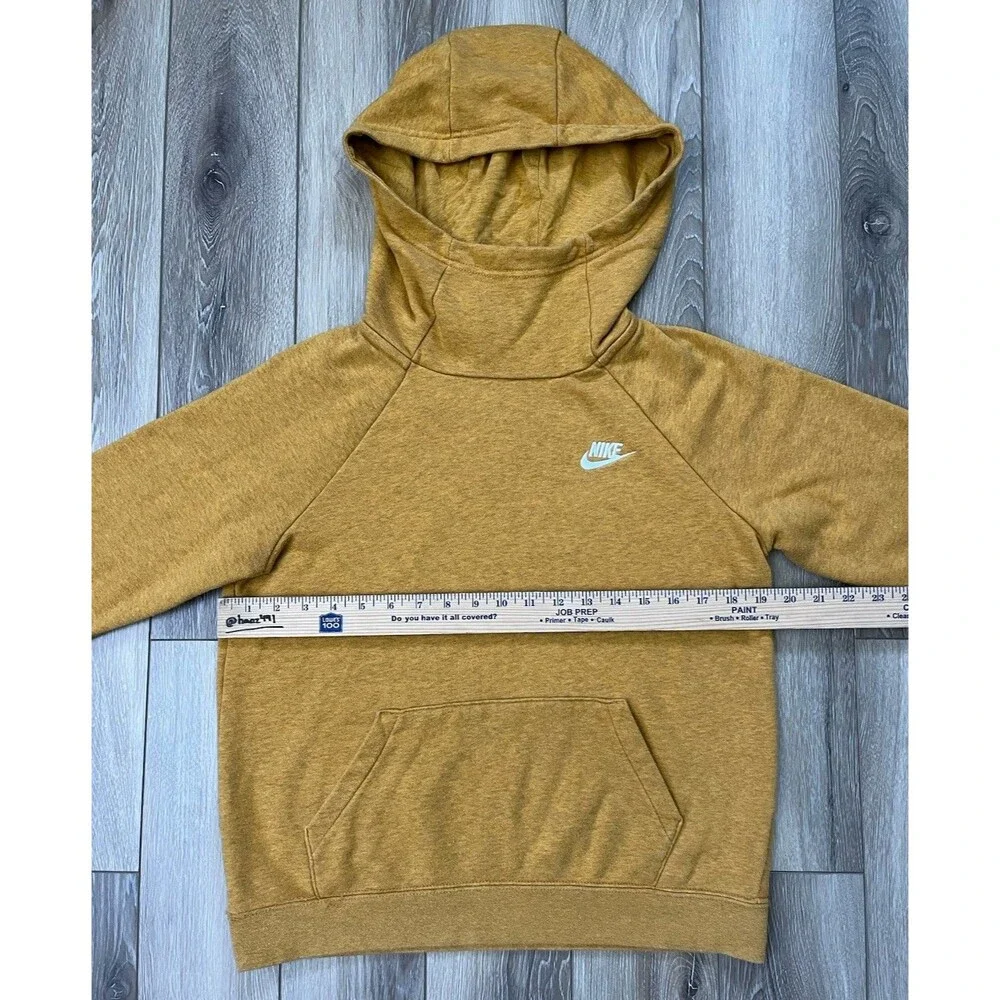 Nike Cowl Hoodie Women's Small Yellow Pullover Sweatshirt Swoosh Logo Athletic